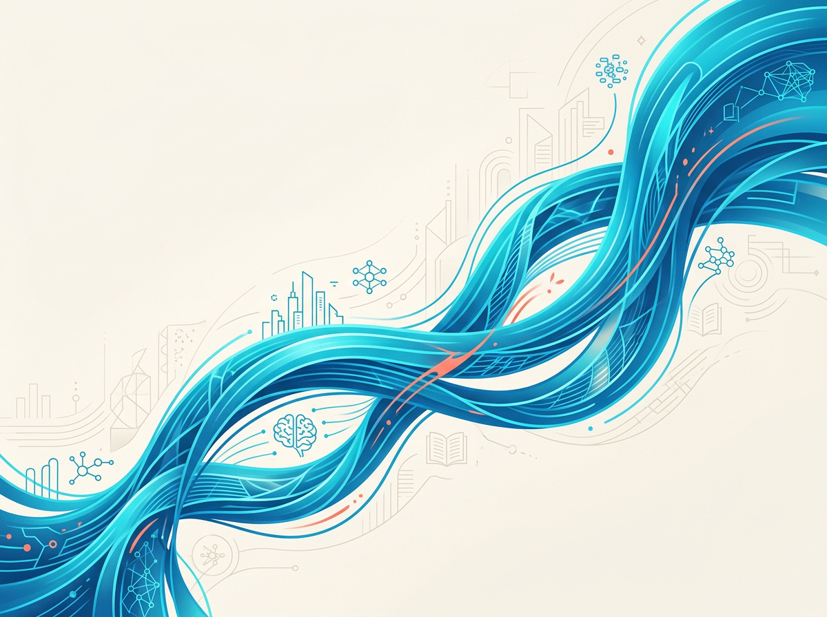 Abstrakte Illustration fuer den KI-Kompass von meineki.news